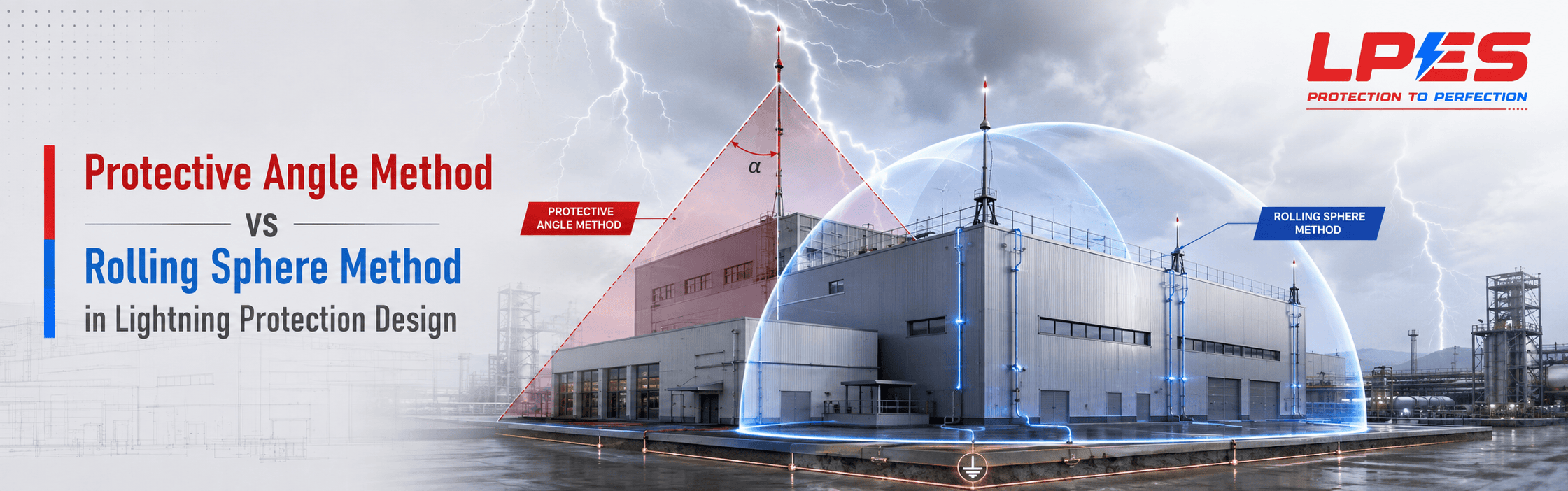 Protective Angle Method vs Rolling Sphere Method in Lightning Protection Design