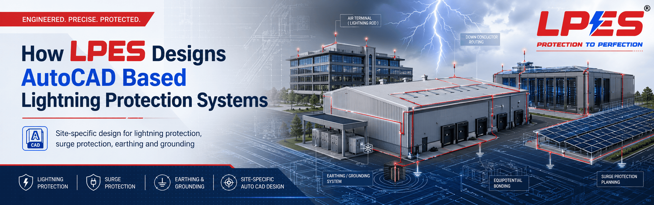How LPES Designs AutoCAD Based Lightning Protection Systems