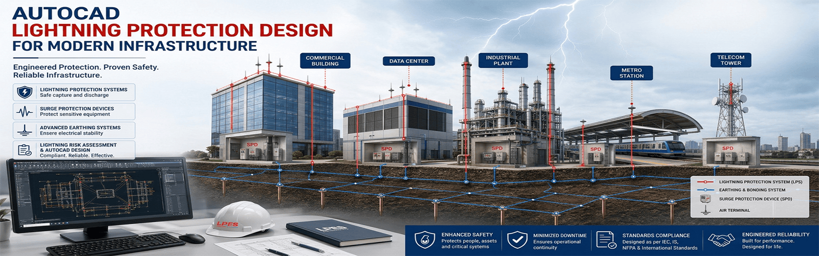 AutoCAD Lightning Protection Design for Modern Infrastructure
